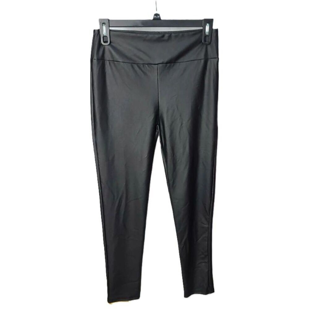NEW Entro Black Faux Leather Stretch High Rise Waist Pants Wet Look Edgy legging